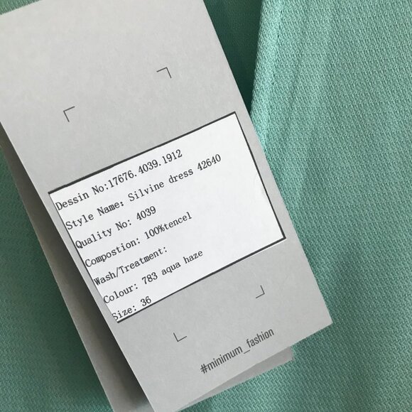 Minimum Women’s Long Sleeve Midi Dress Aqua Haze Euro 36/ US small NWT - Picture 12 of 15